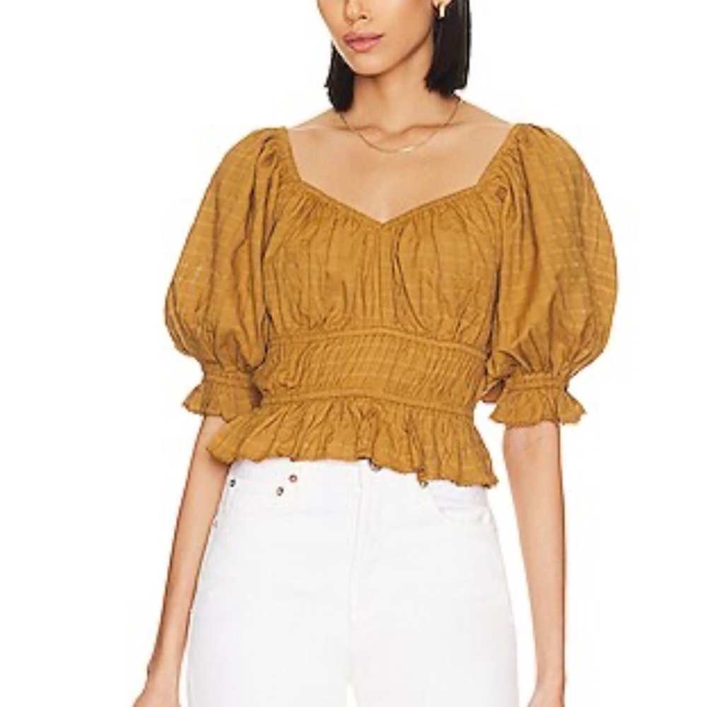 Cleobella Mustard Ruffled Blouse Rebecca